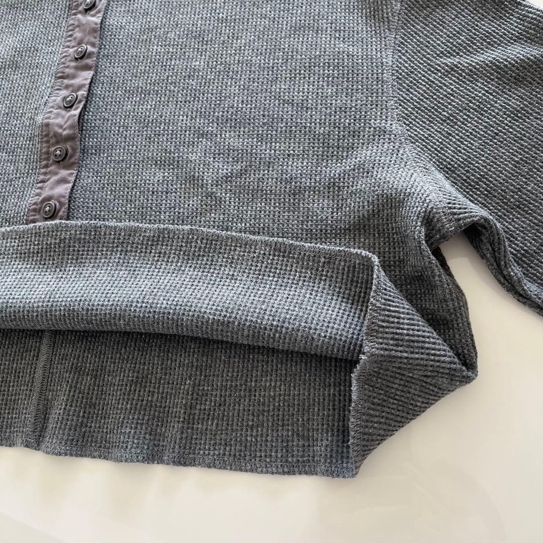 美品★anuke ワッフルヘンリートップス　グレー　長袖　カットソー　ショート丈