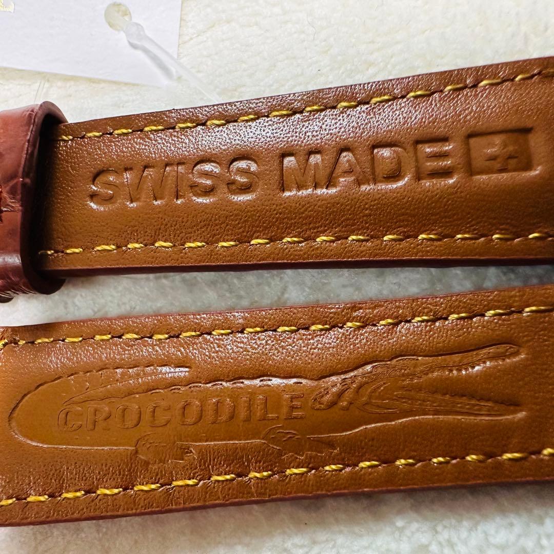 2045#19mm-16mmコニャック★本物クロコダイルレザーベルト★スイス製