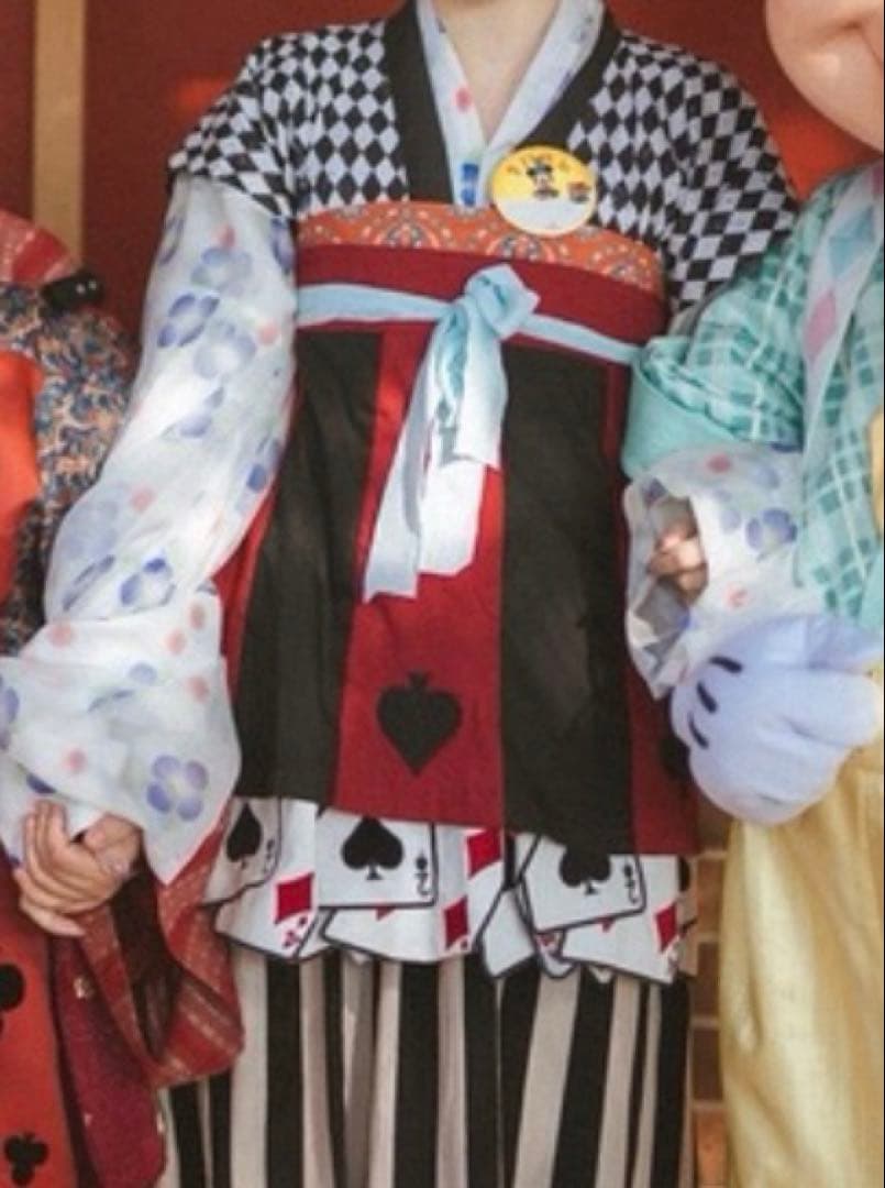 新品 ロリータ アリス風 トランプ柄エプロン 黒