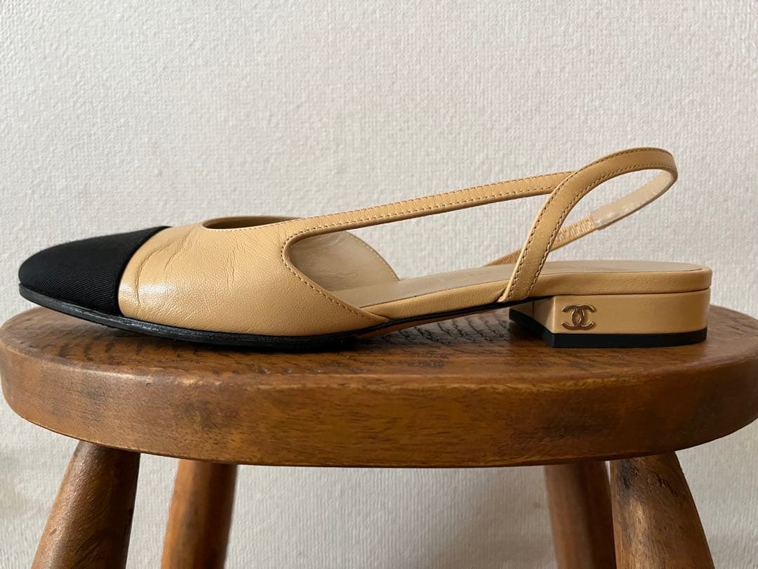 【美品】CHANEL シャネル　スリングバックシューズフラット 36.5