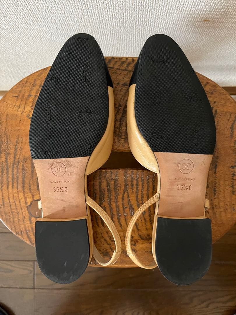 【美品】CHANEL シャネル　スリングバックシューズフラット 36.5