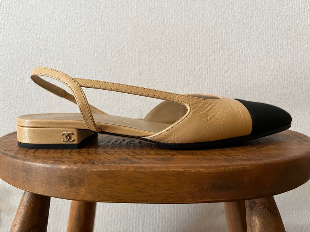 【美品】CHANEL シャネル　スリングバックシューズフラット 36.5