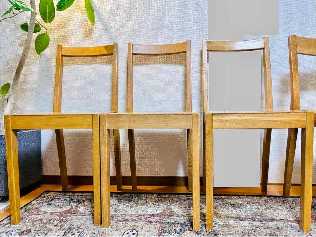 ☘️送料込⭐️美品⭐️２脚セット⭐️廃盤希少⭐️タモ材チェア 天然木⭐️無印良品⭐️