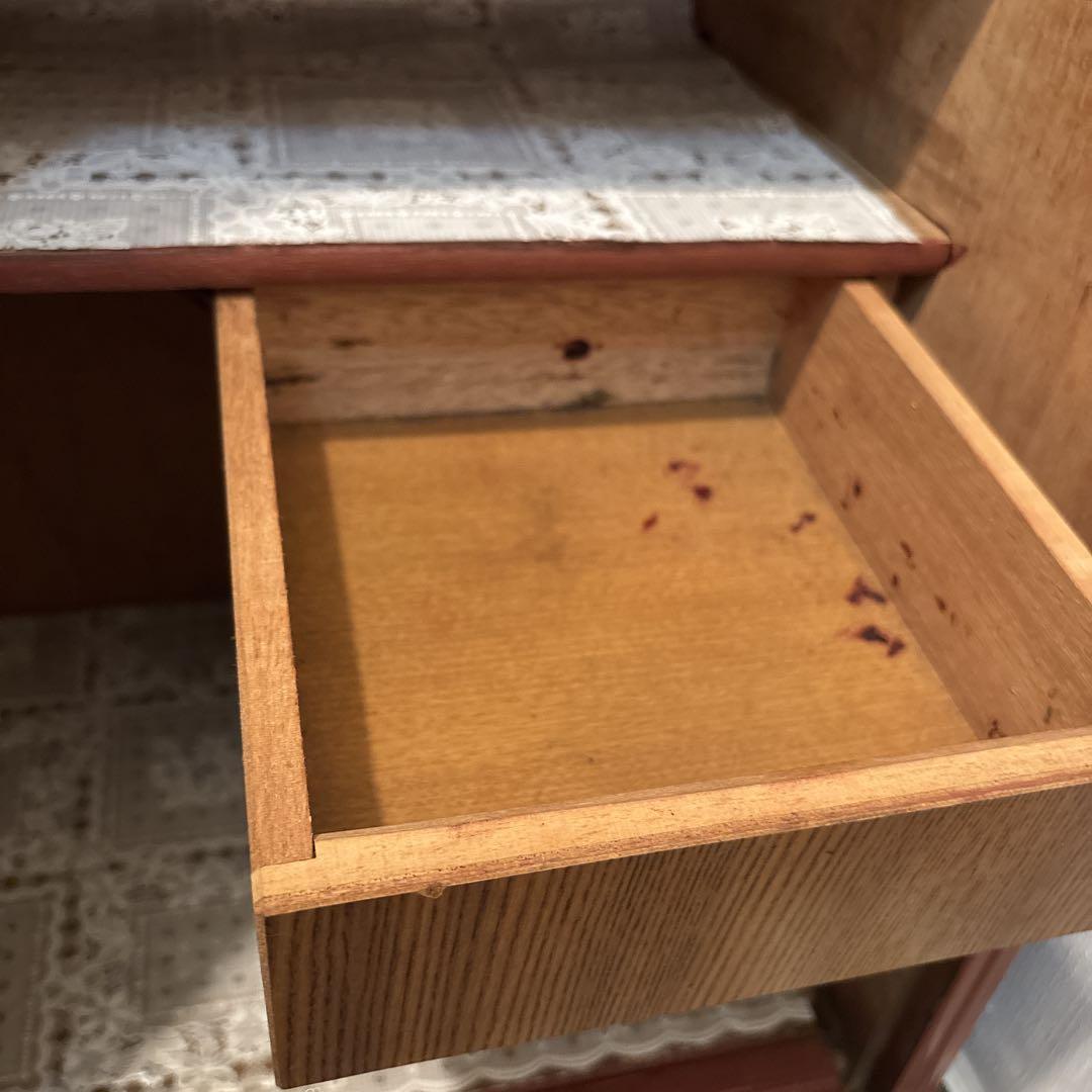 レトロポップ　昭和　レトロ　アンティーク　木製スライド式　靴箱 茶色　2扉