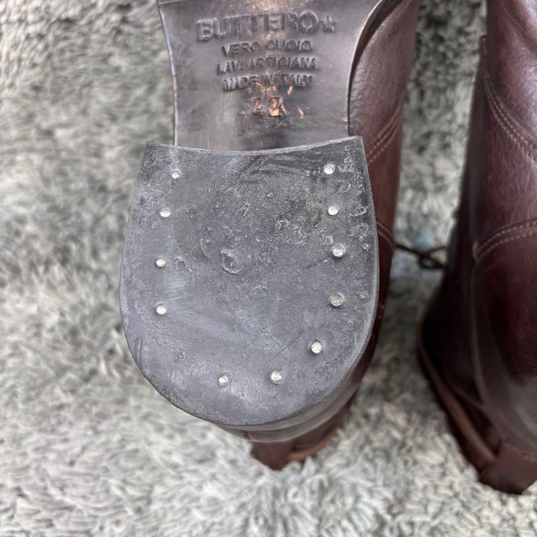 【美品】ブッテロ ワークブーツ レースアップ B1101 ブラウン 27.5