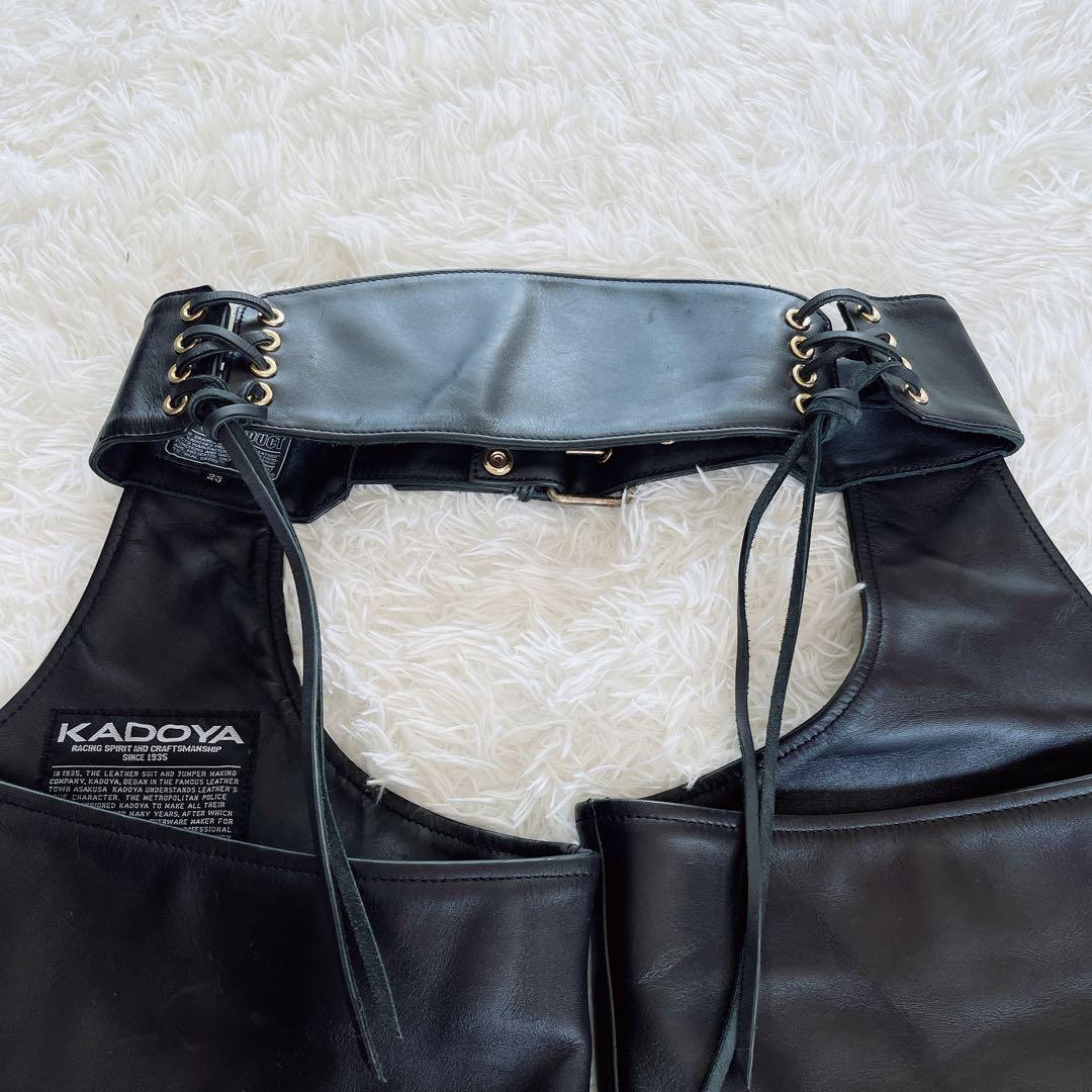 【KADOYA】カドヤ チャップス 牛革 バイク パンツ 23サイズ ブラック