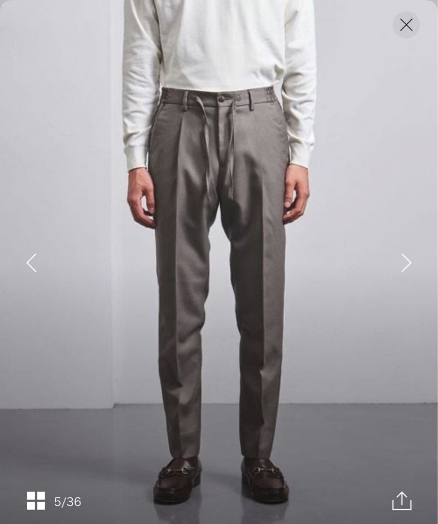 サージ 1プリーツ サイドギャザー イージースリムテーパード/パンツ