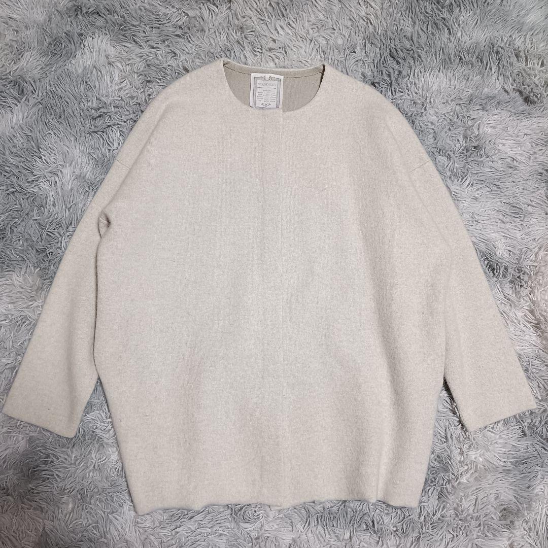 ビアズリー ニットコート ノーカラージャケット 洗える✨️カーディガン ゆったり