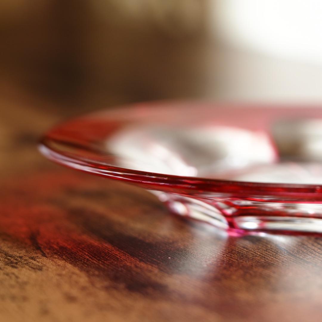 バカラ カット ボウル＆ソーサー セット B469a / エンパイア 金赤