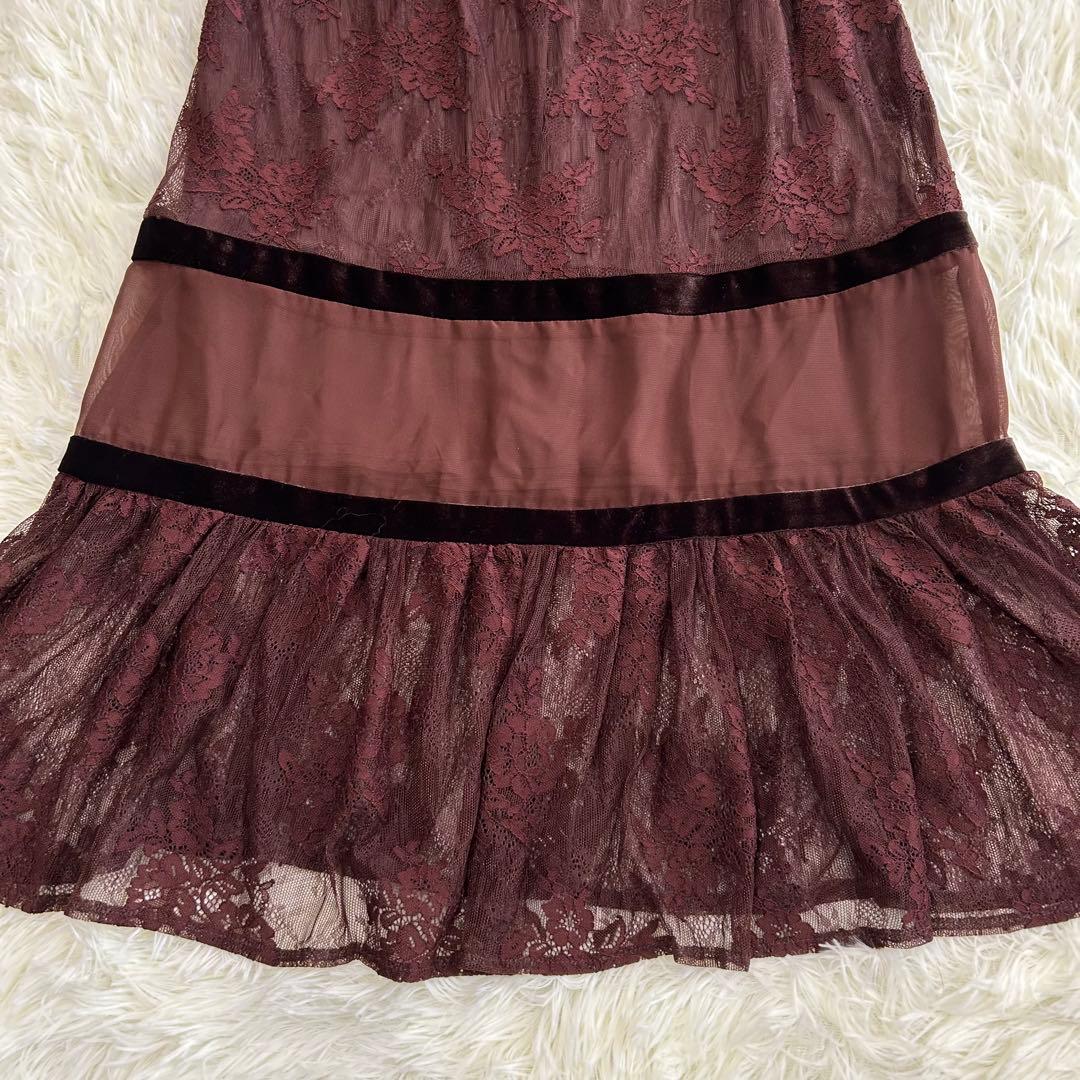 【AMERI】SHEER LACE DRESS シアーレースドレス オケージョン