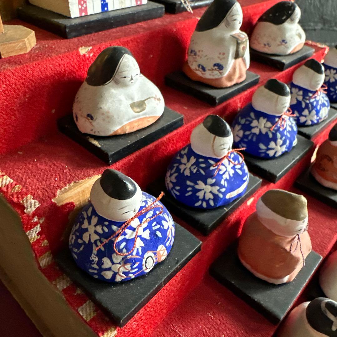 瞬間的お値下げ‼️アンティークミニ雛人形　希少品！雛壇飾り土人形　可愛い