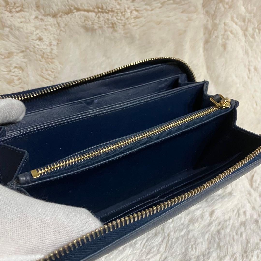 ✨美品✨ PRADA 長財布 ラウンドファスナー サフィアーノレザー ネイビー