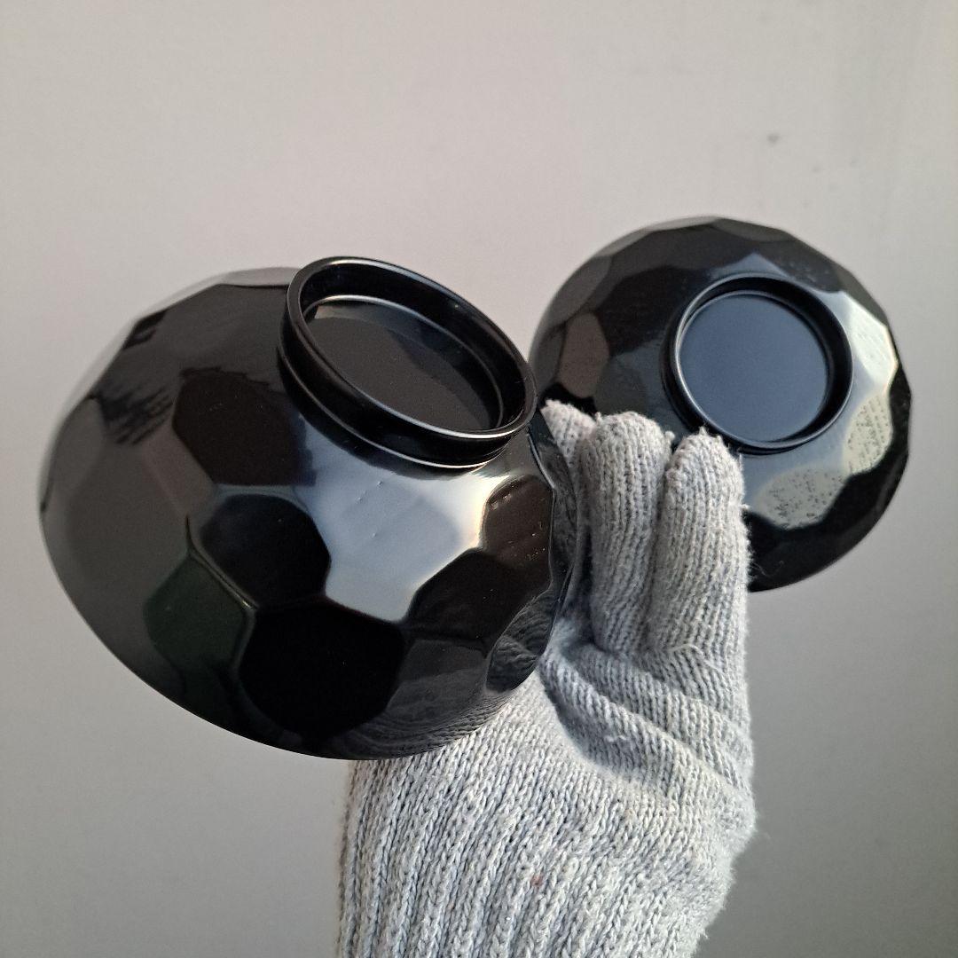 【亀甲彫　御吸物椀×5客】天然木製　　未使用/長期保管品