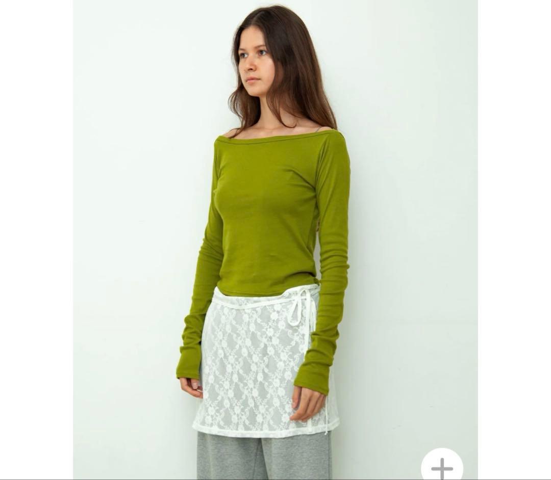 トップス draw drawers boat neck long tee