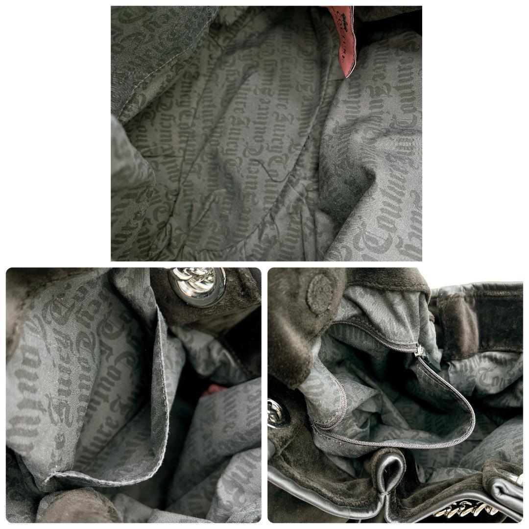 JUICY COUTURE ベロア チェーン トートバッグ 黒 Y2K e651