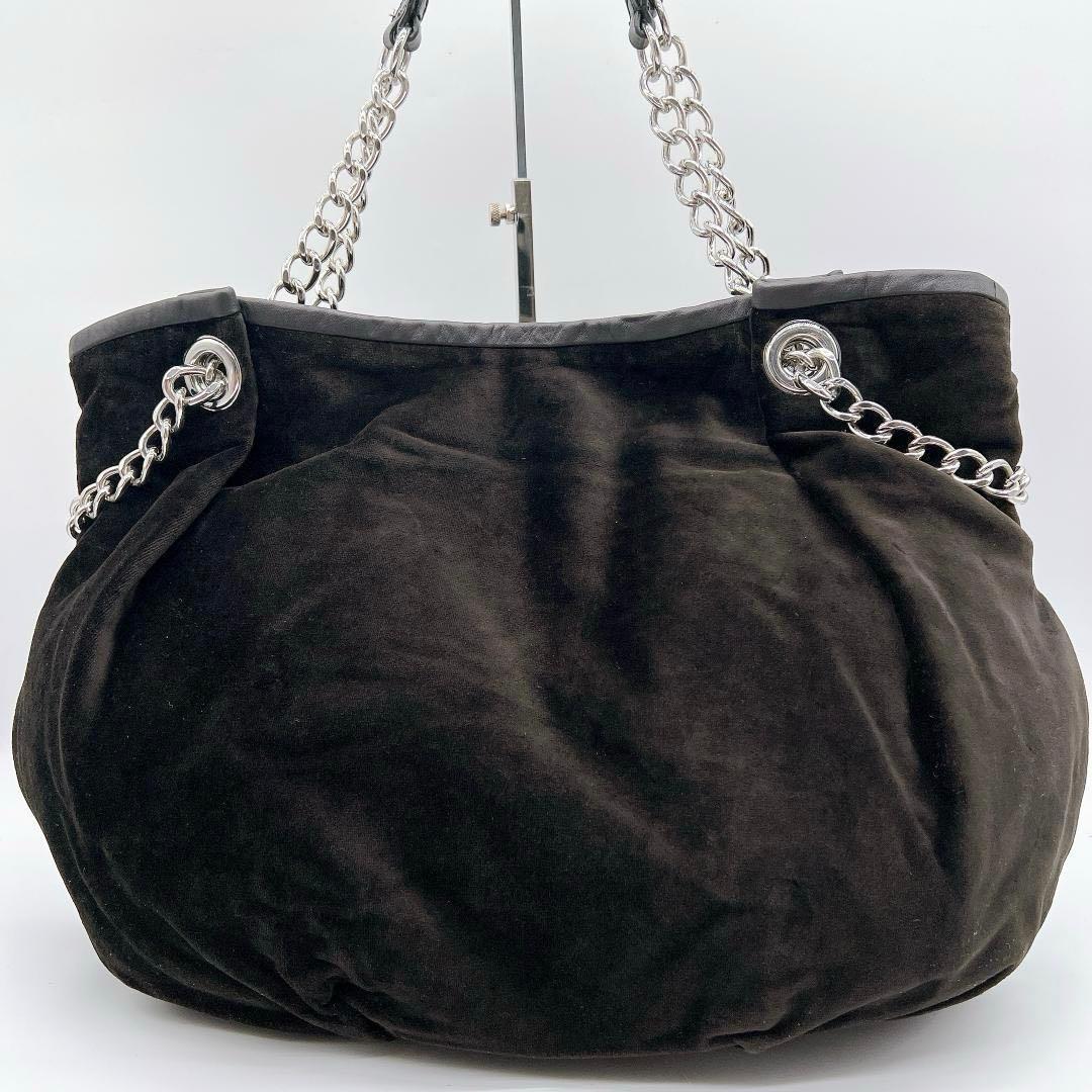 JUICY COUTURE ベロア チェーン トートバッグ 黒 Y2K e651