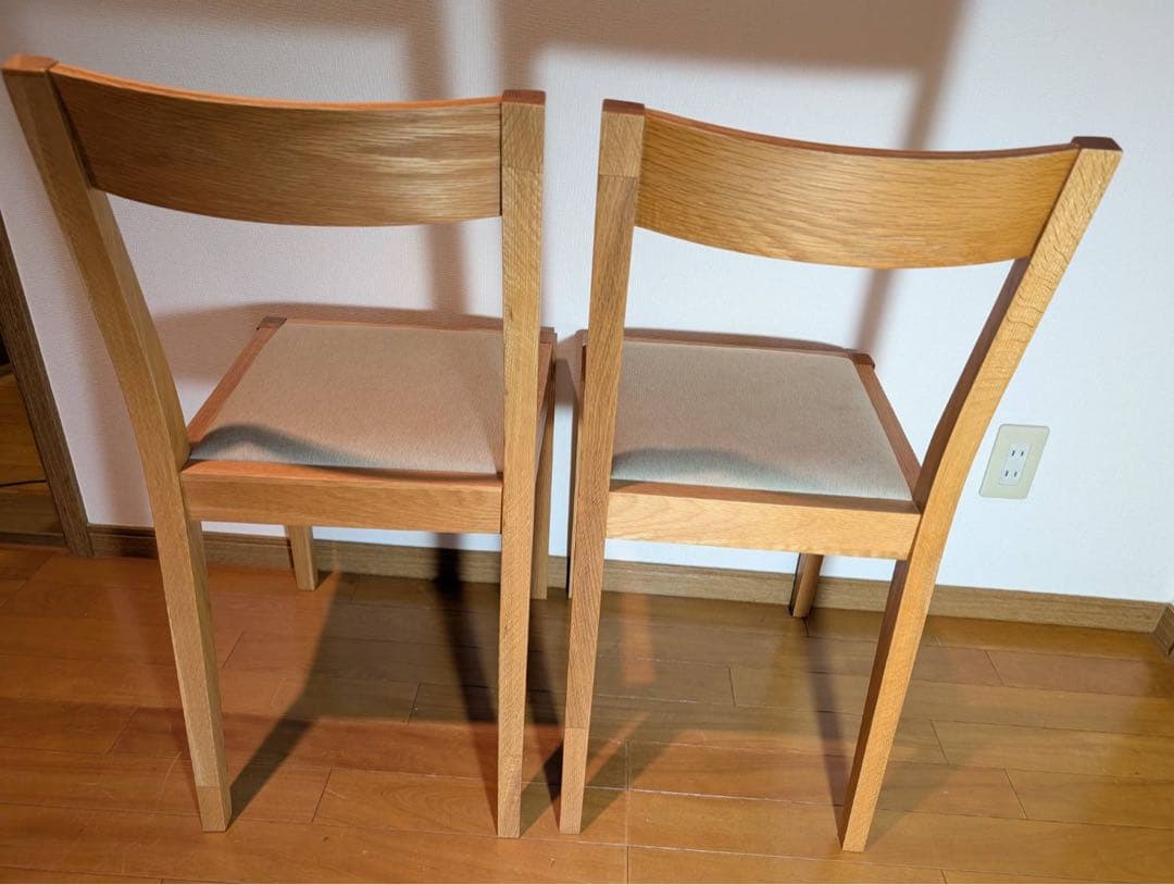 ■送料込■無印良品 オーク材 ダイニングチェア 綿平織 椅子 イス 廃盤品