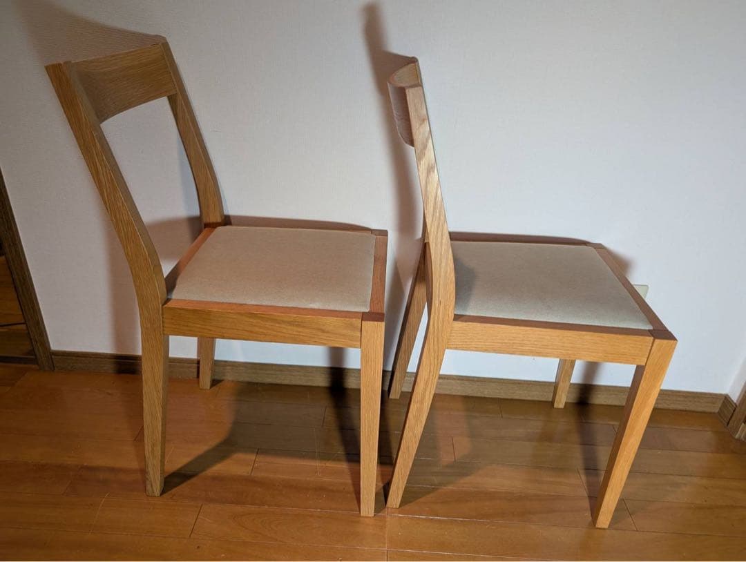 ■送料込■無印良品 オーク材 ダイニングチェア 綿平織 椅子 イス 廃盤品