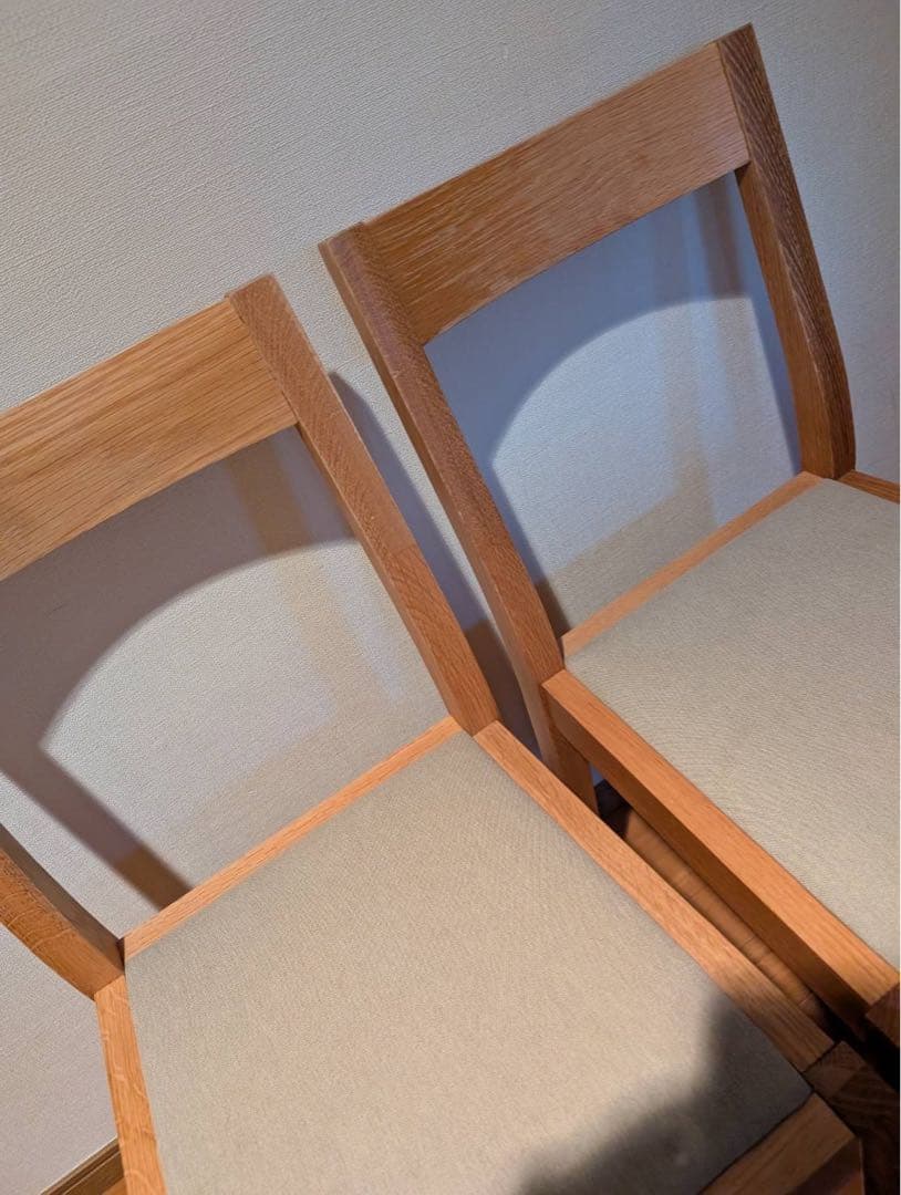 ■送料込■無印良品 オーク材 ダイニングチェア 綿平織 椅子 イス 廃盤品