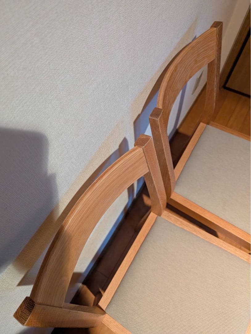 ■送料込■無印良品 オーク材 ダイニングチェア 綿平織 椅子 イス 廃盤品