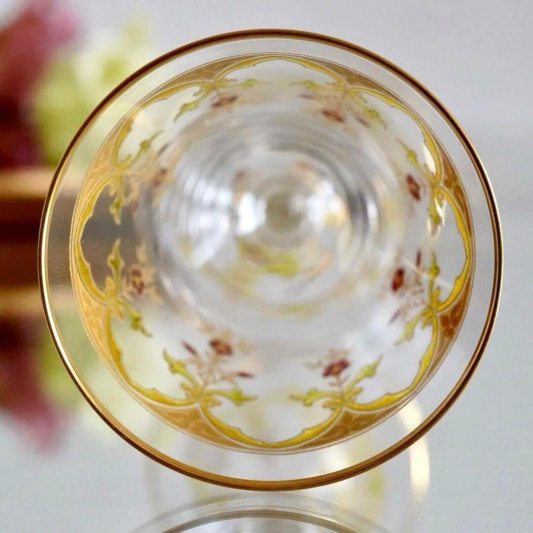 極希少オールドバカラ ボーヴェ ワイングラス★美品BACCARAT金彩エナメル彩