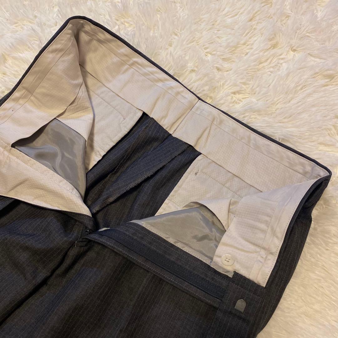 【極美品】バーバリーロンドン セットアップ スーツ 総裏 ストライプ グレー