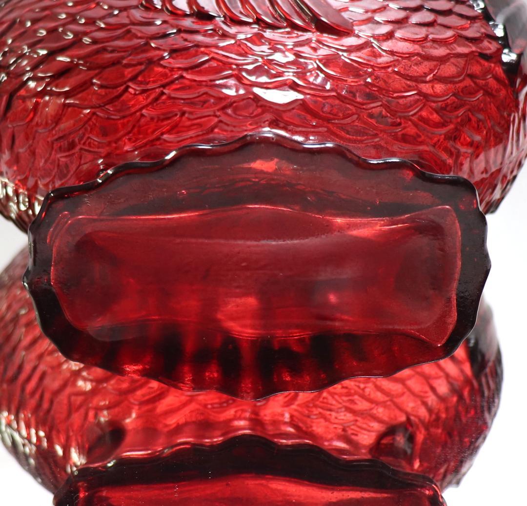 オールド・バカラ 稀少型 1889年 魚造形 大型花瓶 赤色硝子 24cm