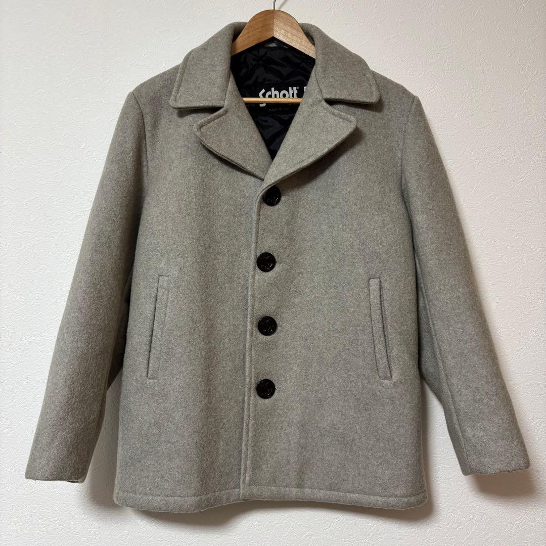 Schott ショット ピーコート シングル キルティング裏地 グレー USA製