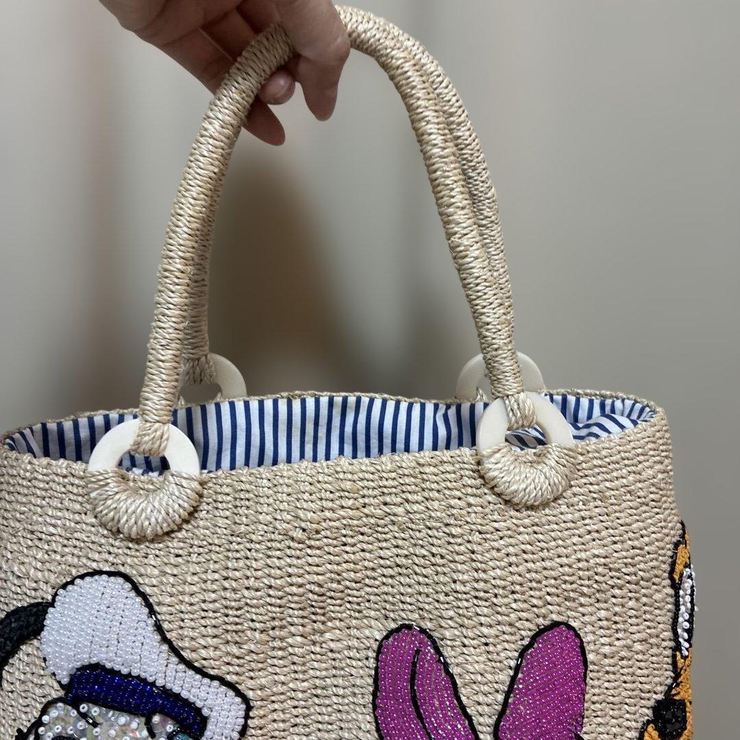 け*マ様 ディズニー　BEAMS ビーズ刺繍 かごバッグ