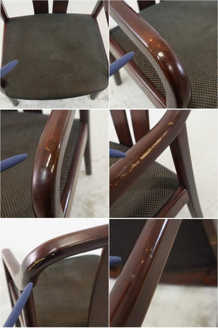 ２脚まとめ買い オールドカリモク ダイニングチェア アームチェア 曲木 ビンテ2