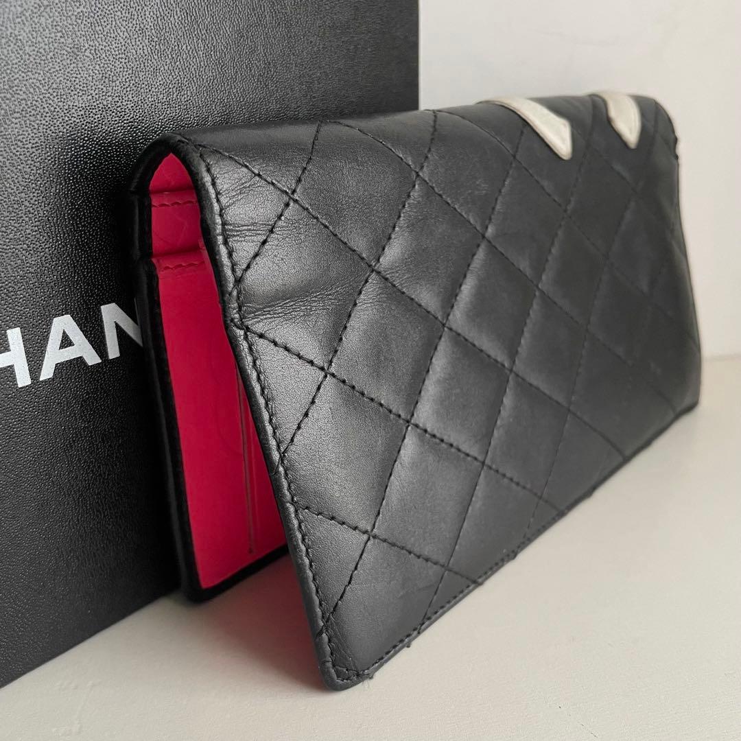 美品✨白黒カンボンラインChanel キルティング長財布 シャネルマトラツセ