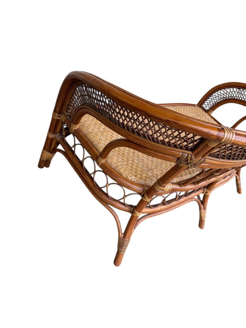 【美品】ラタンソファ 二人掛け チェア 藤製 アンティーク