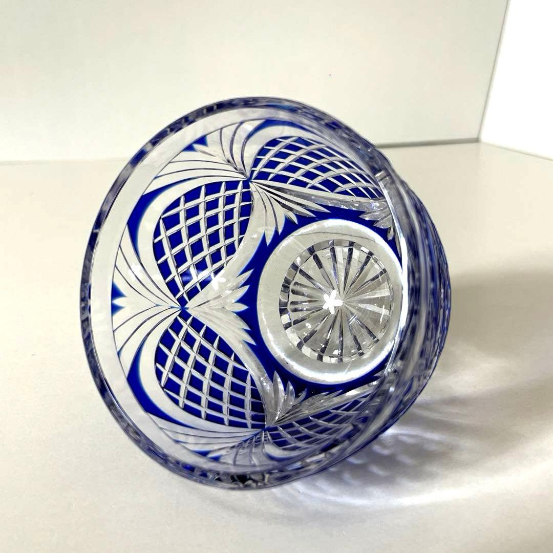 はる #XG339カメイガラス・藍被硝子・薩摩切子・猪口・蓋付子付・友箱