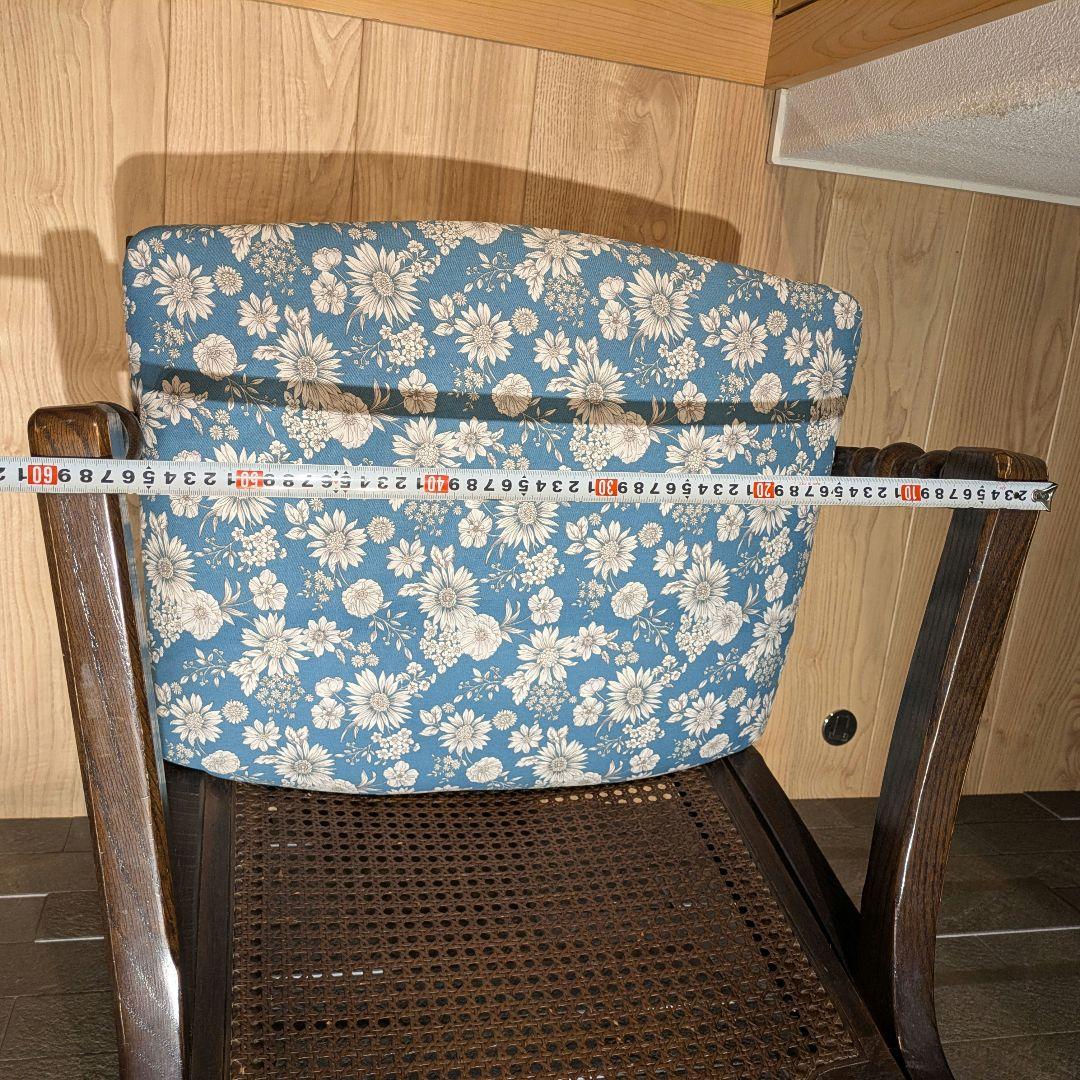 【KOSUGA】コスガ アームチェア 籐背 レトロ椅子 座面張替 ハンドメイド