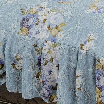 裏ボア毛布仕様ぽかぽかフリル付き掛布団カバー ダブル ブルー