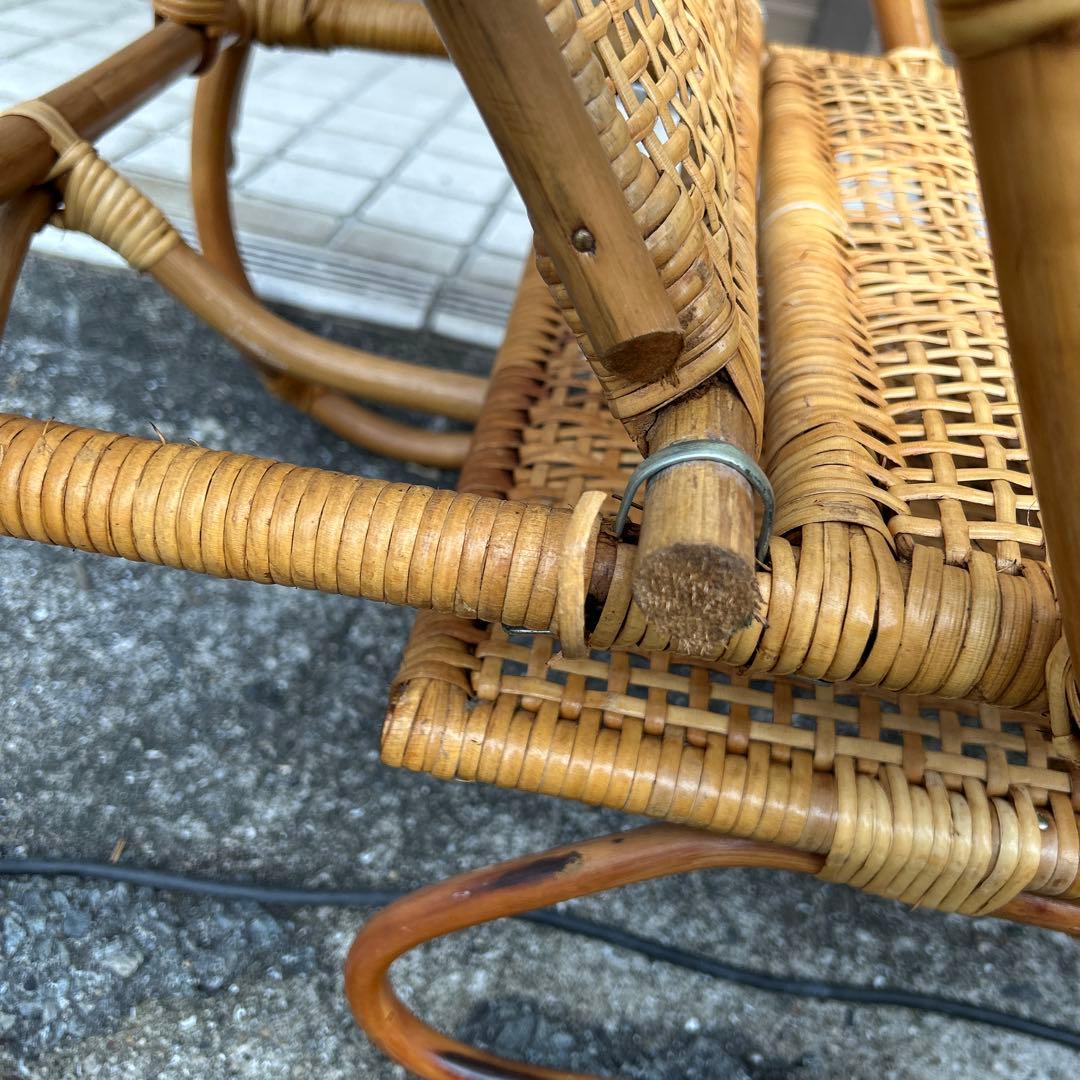 【レトロ・アンティーク】ラタン リクライニングチェア　籐家具