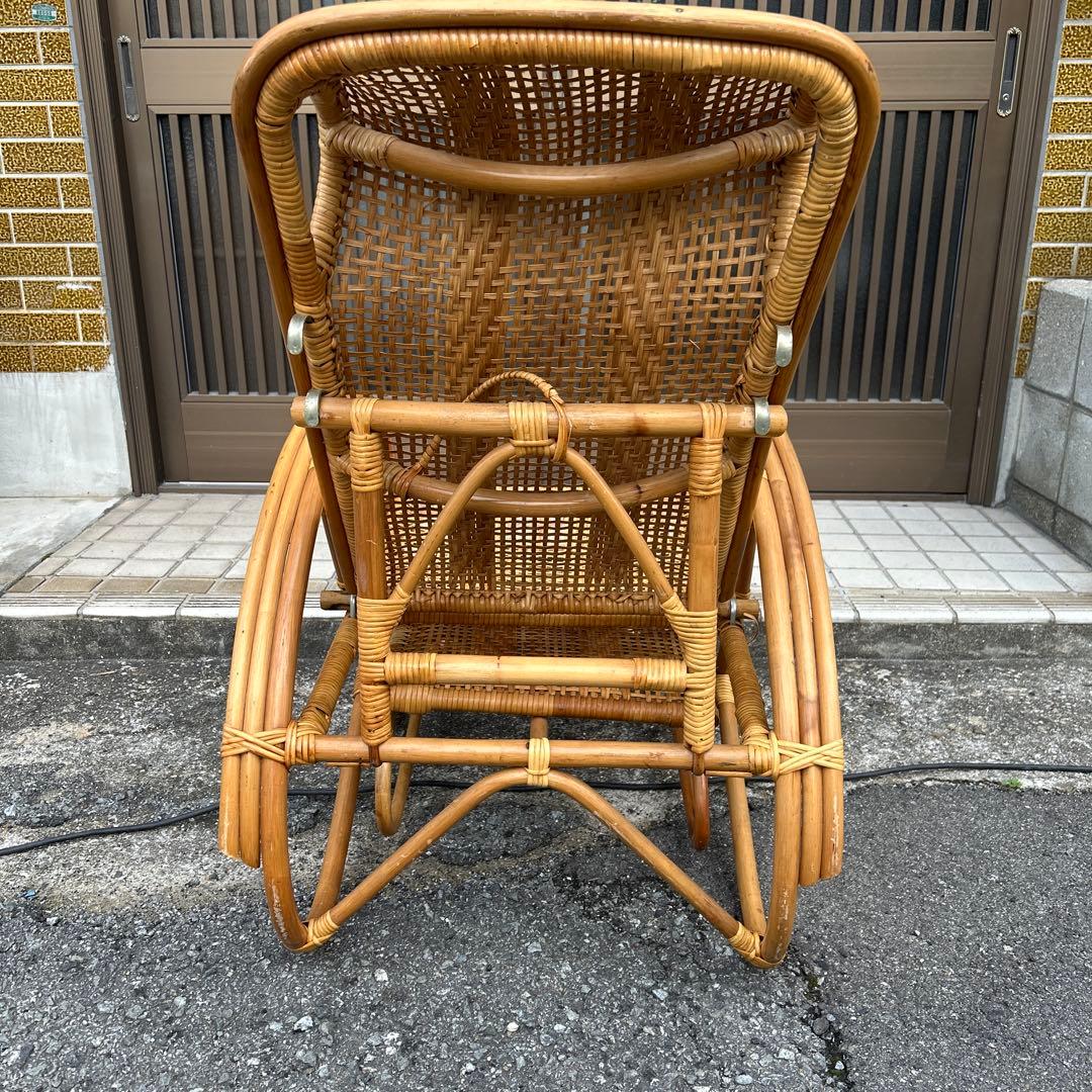 【レトロ・アンティーク】ラタン リクライニングチェア　籐家具