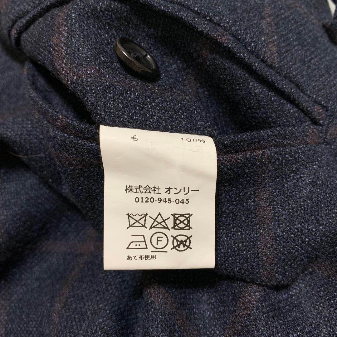 ONLY セットアップシングルスーツ REDA生地 チェック柄 ネイビー