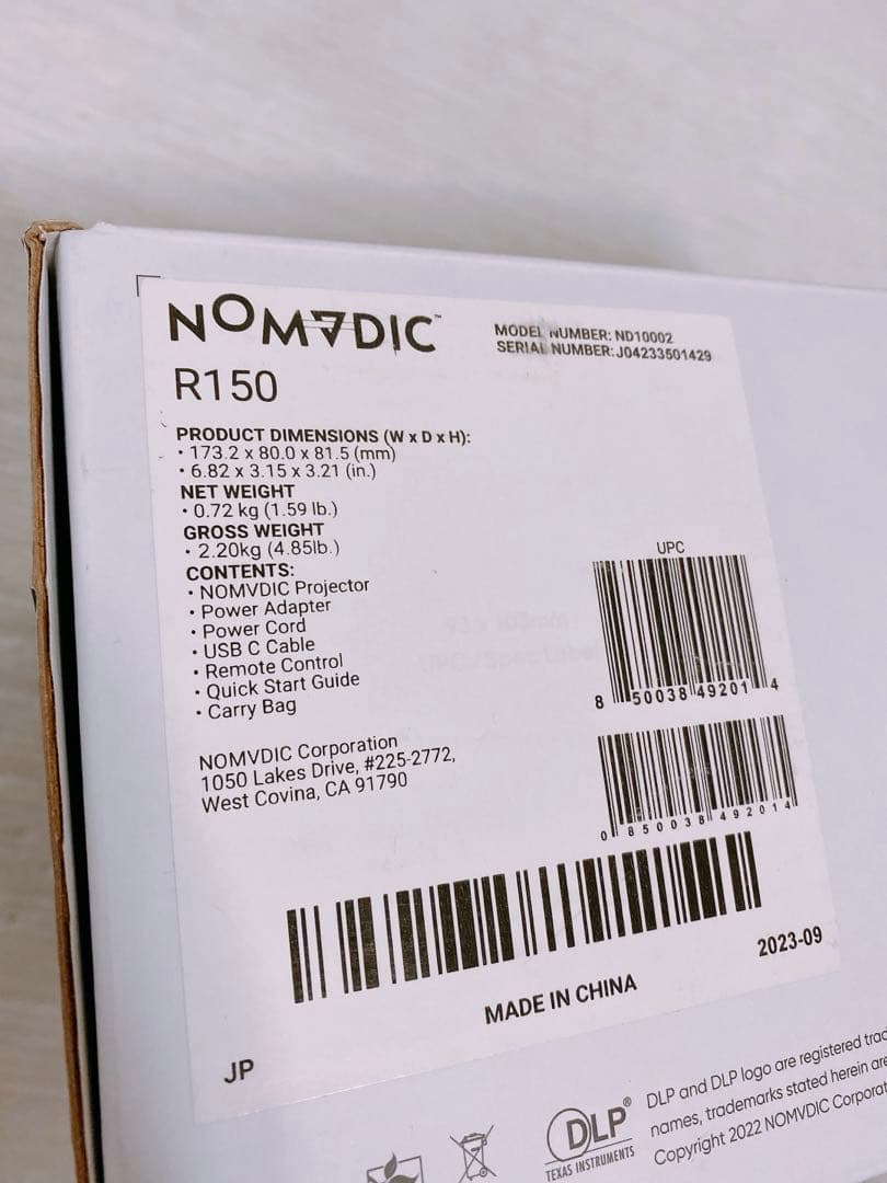 NOMVDIC R150 モバイルプロジェクター