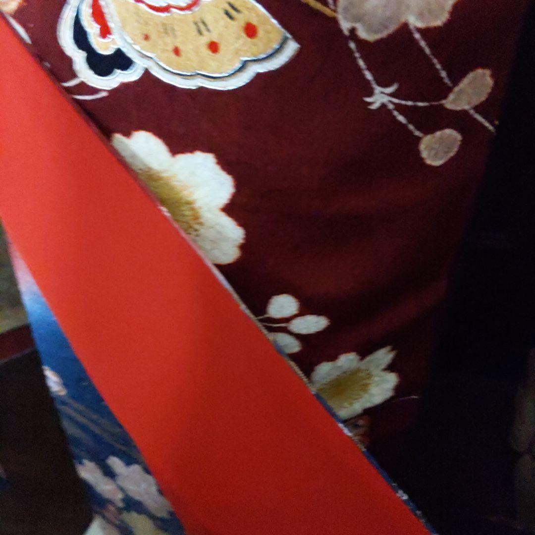 351華やぎ【最終価格】【桜蝶　紺色×ワイン色】【振袖6点フルセット】卒業謝恩会