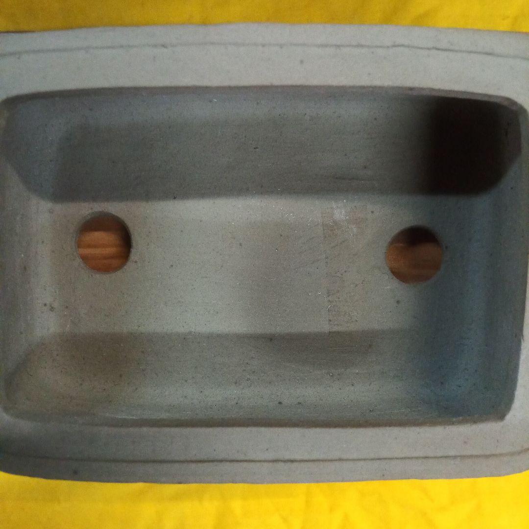 013.【寿悦】烏泥内縁/長方鉢/ミニ盆栽鉢/木箱付き