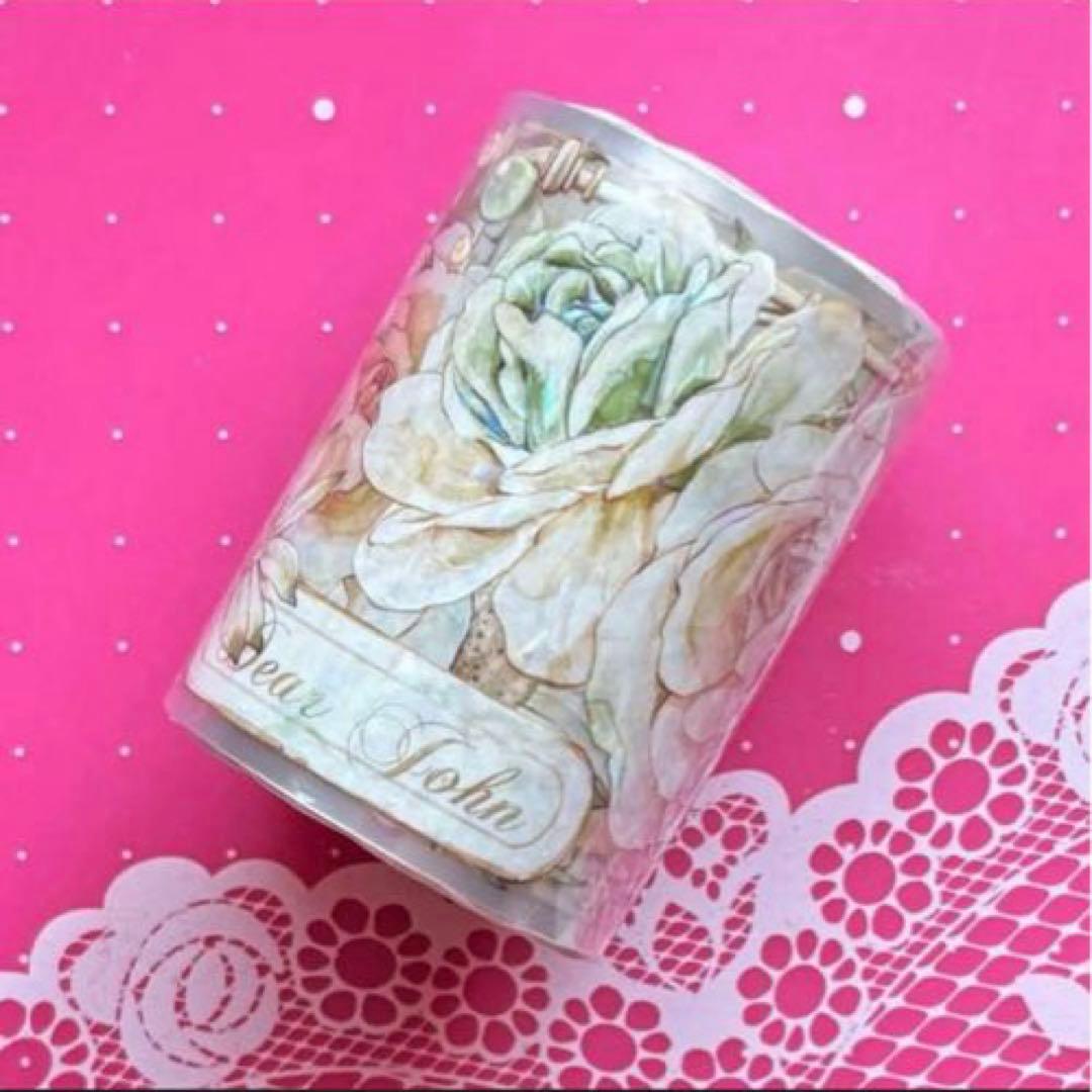 贝壳光 6cm×5m 溶溶月色 海外マスキングテープ　海外マステ　バラ