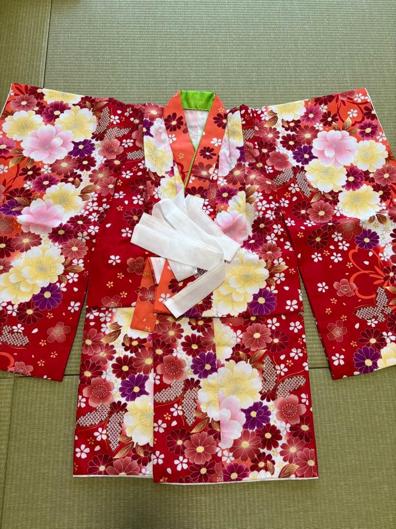 マユミブランド 3歳 七五三 赤 着物 フルセット