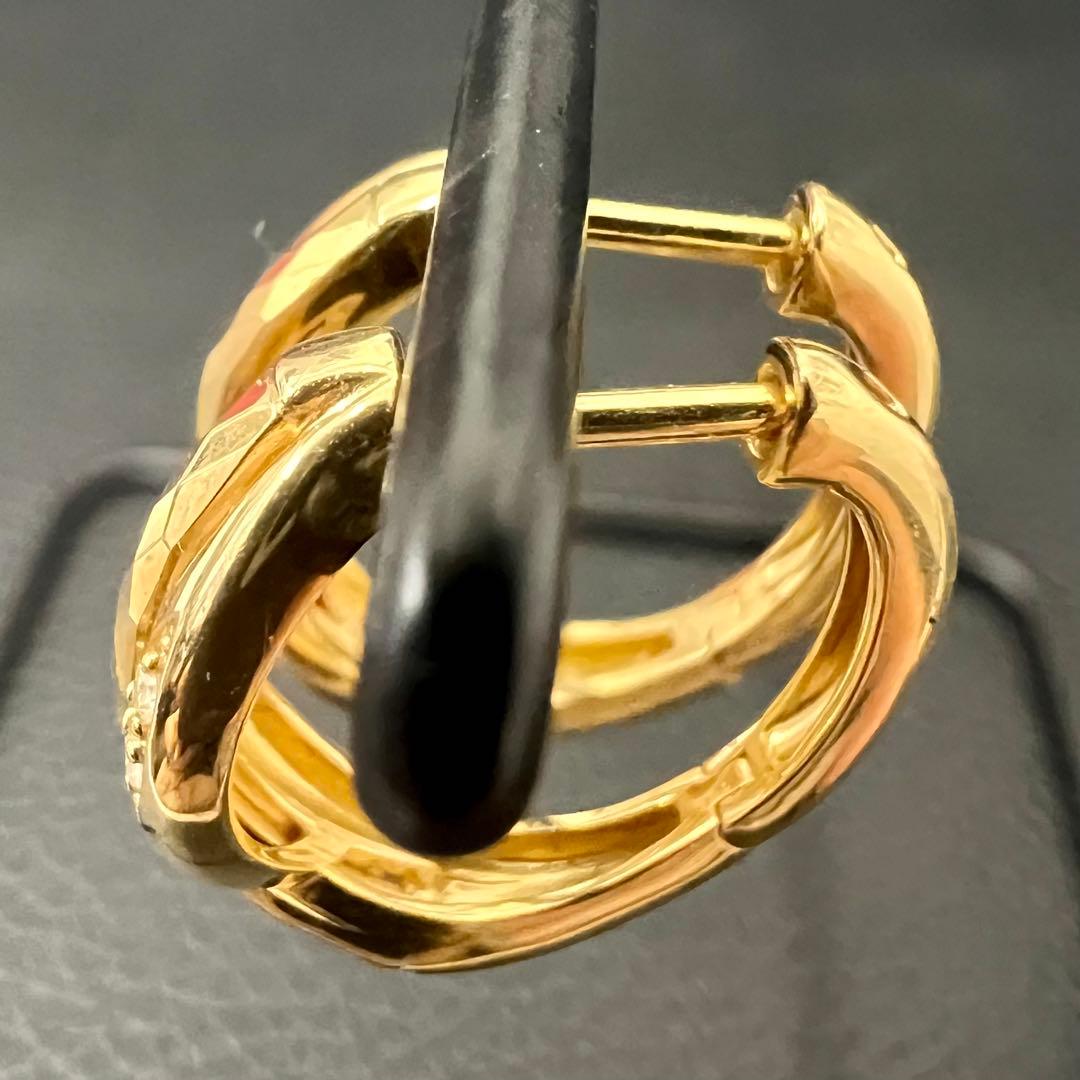 (B051202) K18ピアス ダイヤ 中折れピアス 18金 YG