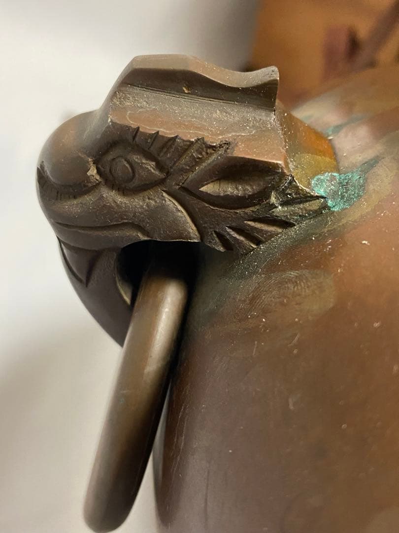 2142❣️ 唐銅鬼面風炉　釜　電気炭　セット