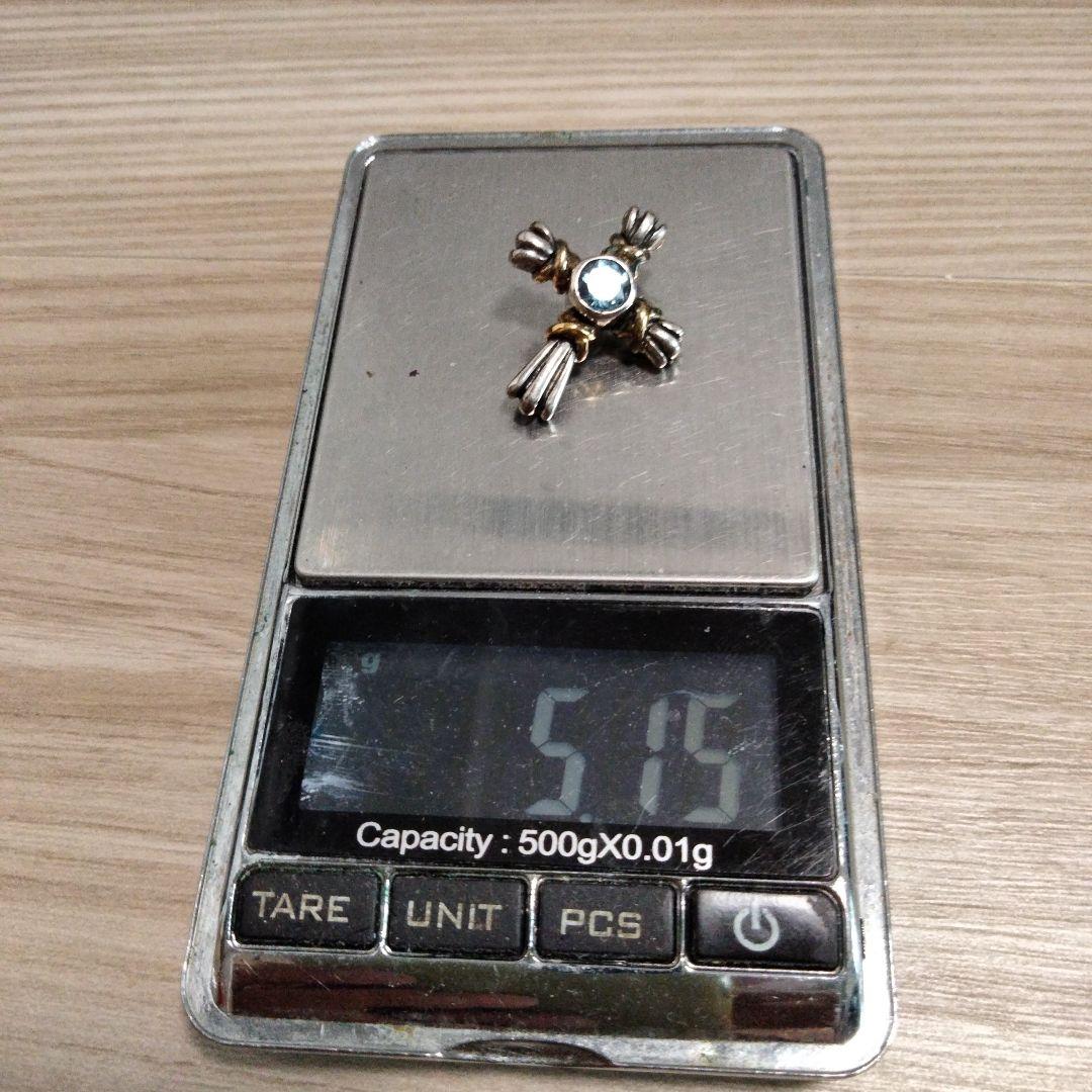 925/K18 ブルートパーズ クロス ペンダント