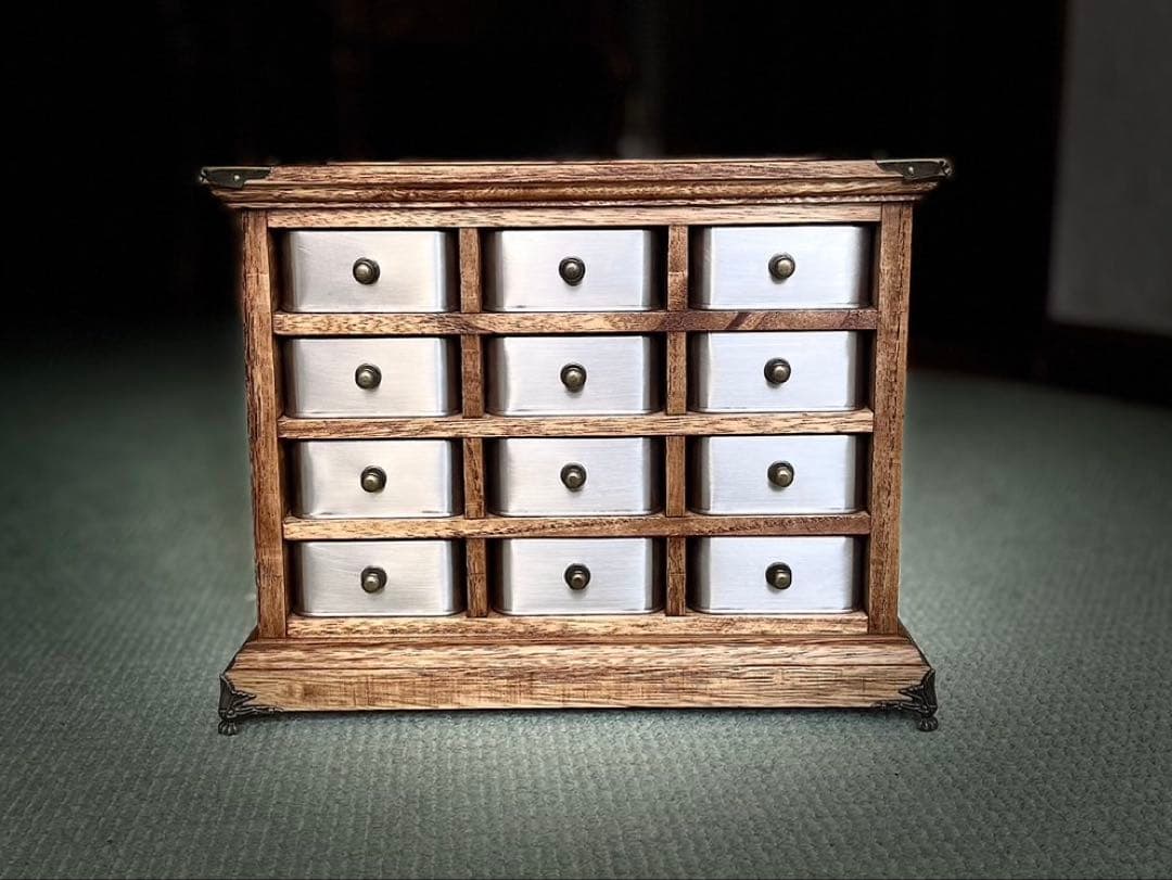 ヴィンテージ　アンティーク調　ハンドメイド　キャビネット　ジュエリーBOX