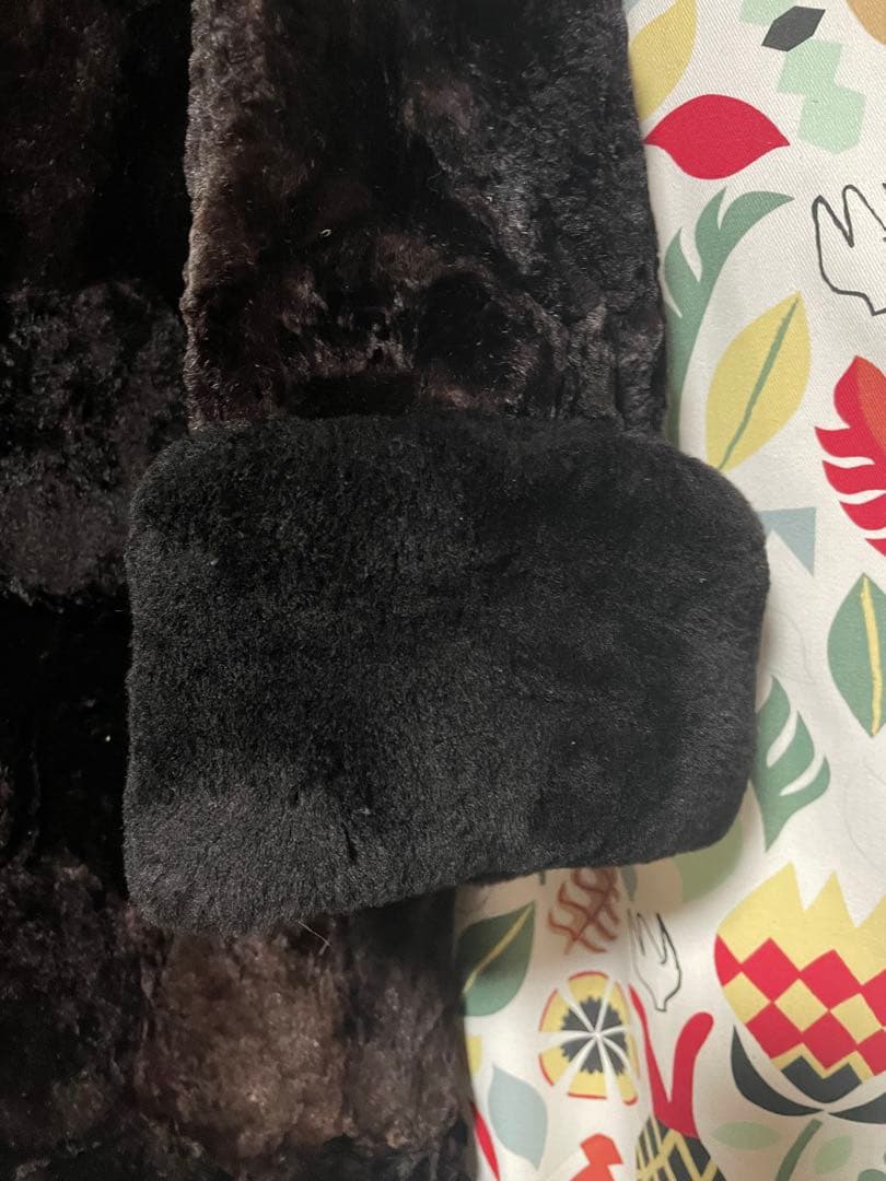 杉*家様 ロシア製 benka ボーダー メンズファーコート ムートン 本革 刺