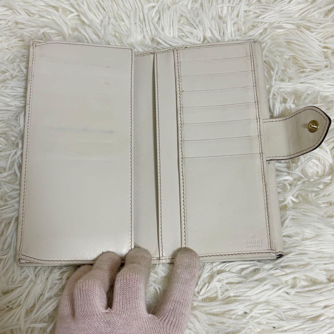 GUCCI GGキャンバス ラブリーハート 長財布 Wホック　白　ロゴ