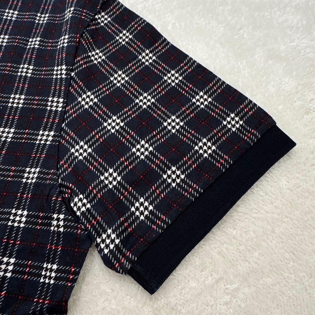 新品未使用 バーバリーズ ポロシャツ 金ボタン ノバチェック ネイビー 収縮性